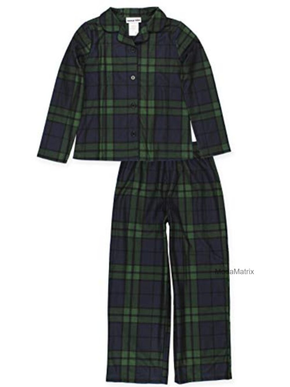 Girls 2PC Fleece Pajama Set Coat Style Plaid Christmas Sleepwear